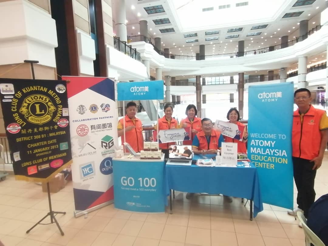 青运阿亦布爹支会与关丹美都狮子会联办捐血运动，获得115包血。