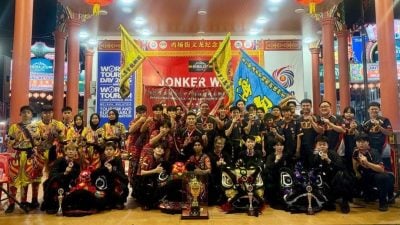 甲传统器材南狮赛终极站   三忠宫龙狮团称霸