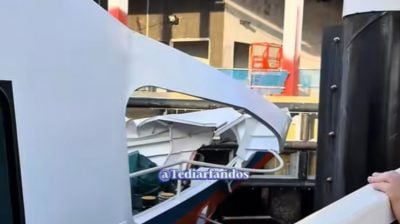 峇淡岛赴狮城渡轮撞液槽船   船身部分结构受损