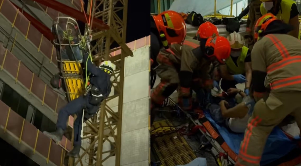 （已签发）柔：狮城二三事：工人操作起重机突感不适 民防人员爬30公尺高空施救