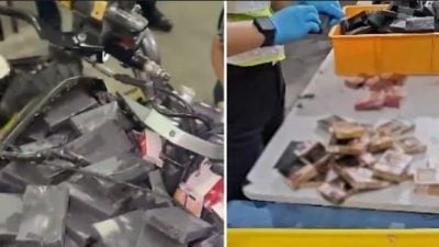 摩托车夹层藏私烟   大马男兀兰关卡被查获