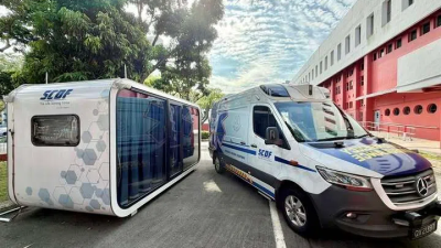 狮城民防部队迁动态部署舱   至大巴窑公共图书馆