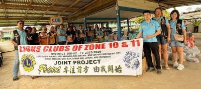 长屋大火夺1命 . 9狮子会捐灾民物资