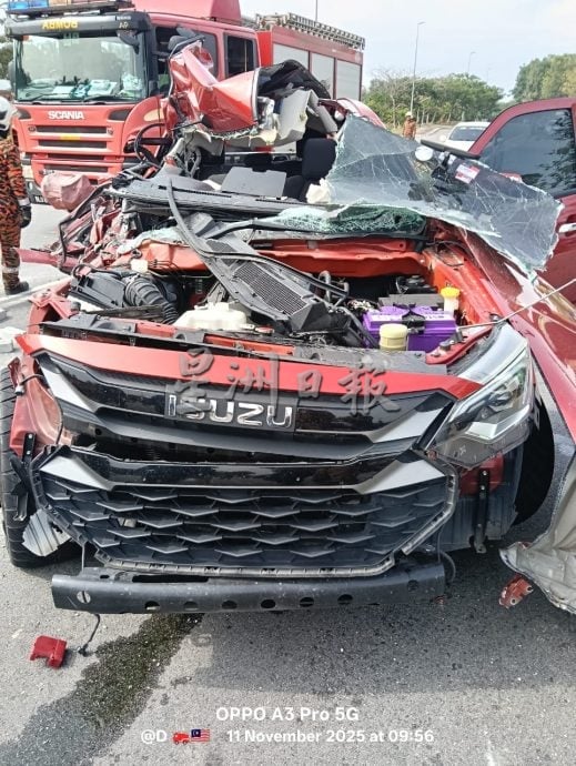 已签发 柔：皮卡车与罗里发生碰撞  酿1死