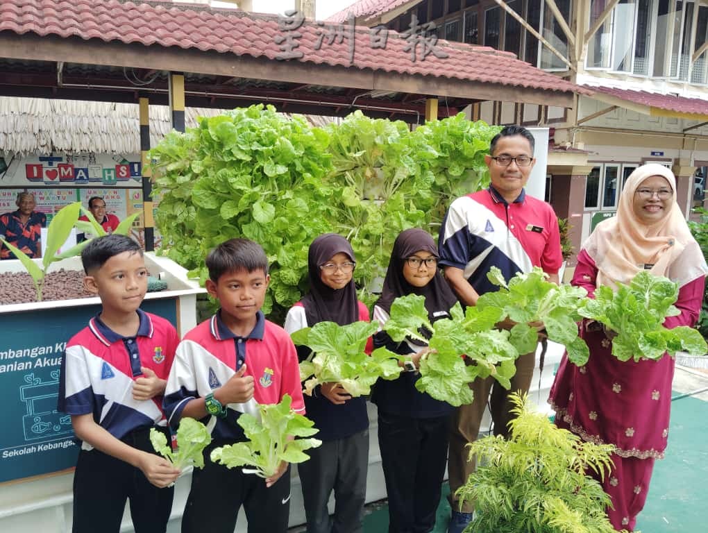 **已签发**柔:校园版头:鱼菜共生计划有成 敦帕尔国小师生喜迎丰收