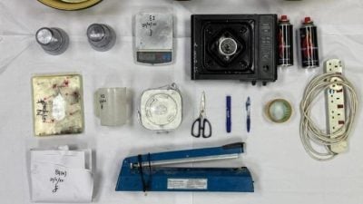 槟警方捣破制毒实验室 捕2男起获逾12万令吉毒品