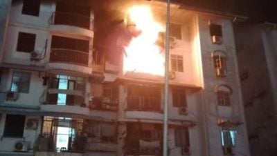 视频 | 丹绒阁公寓4楼单位失火 孕妇逃命吸氧稳住呼吸