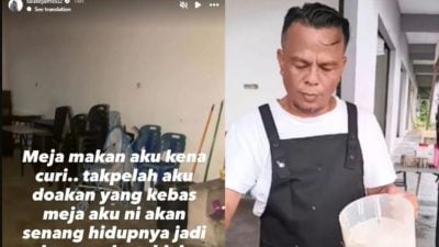 1令吉煎饼摊遭窃 6张桌子失踪 喜剧演员：祝小偷发财