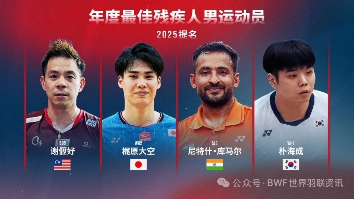 世羽联2025年度最佳球员提名｜ 大马多达10人榜上提名  世冠杰蔚领衔乐蒂谢苏入围