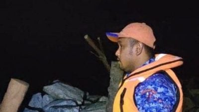 民防部队哥打峇鲁分局 沙柏海滩进行大潮现象监测