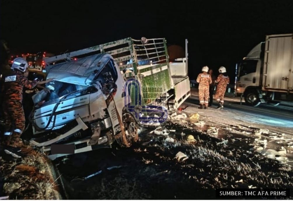 东海岸大道马兰旅巴与2罗里连环撞,未酿人命伤亡。