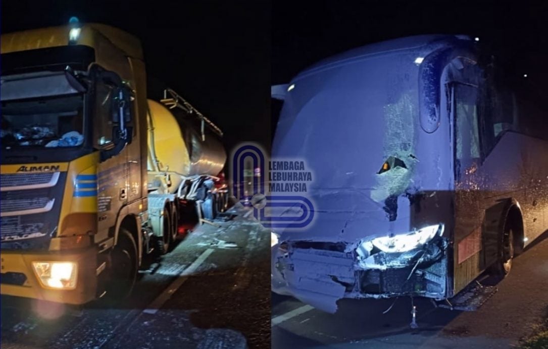 东海岸大道马兰旅巴与2罗里连环撞,未酿人命伤亡。