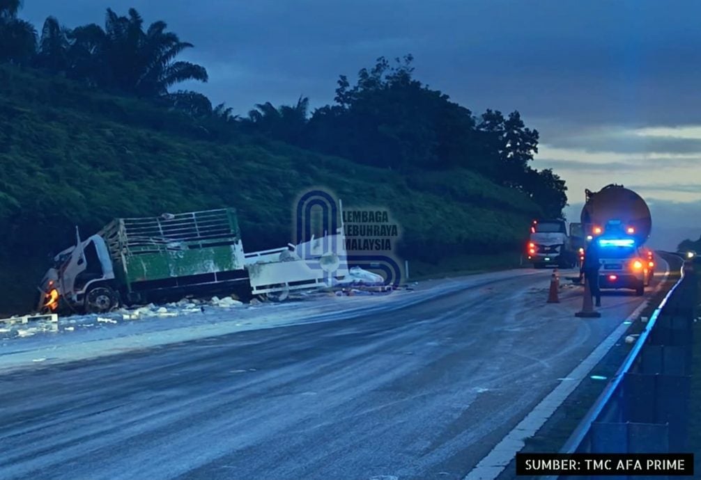 东海岸大道马兰旅巴与2罗里连环撞,未酿人命伤亡。