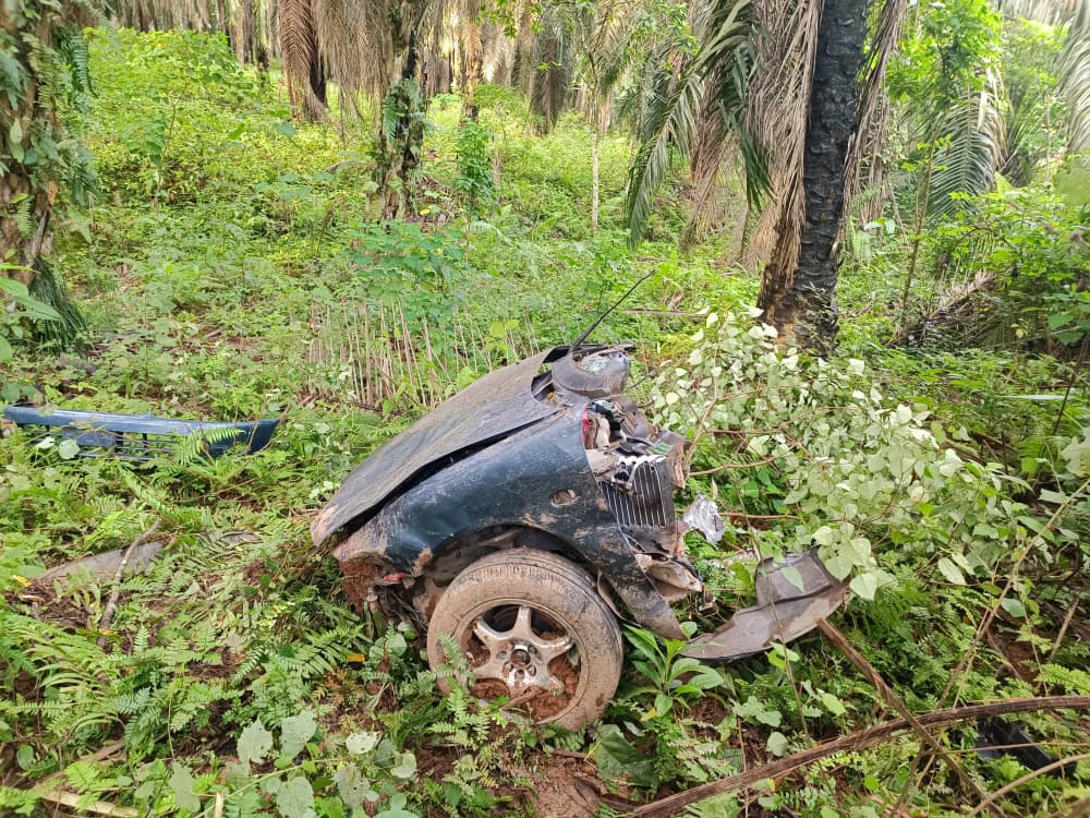 东:已签发:轿车失控撞油棕树,冲击力巨大致车头与车身分离,24岁男子不幸命丧现场。