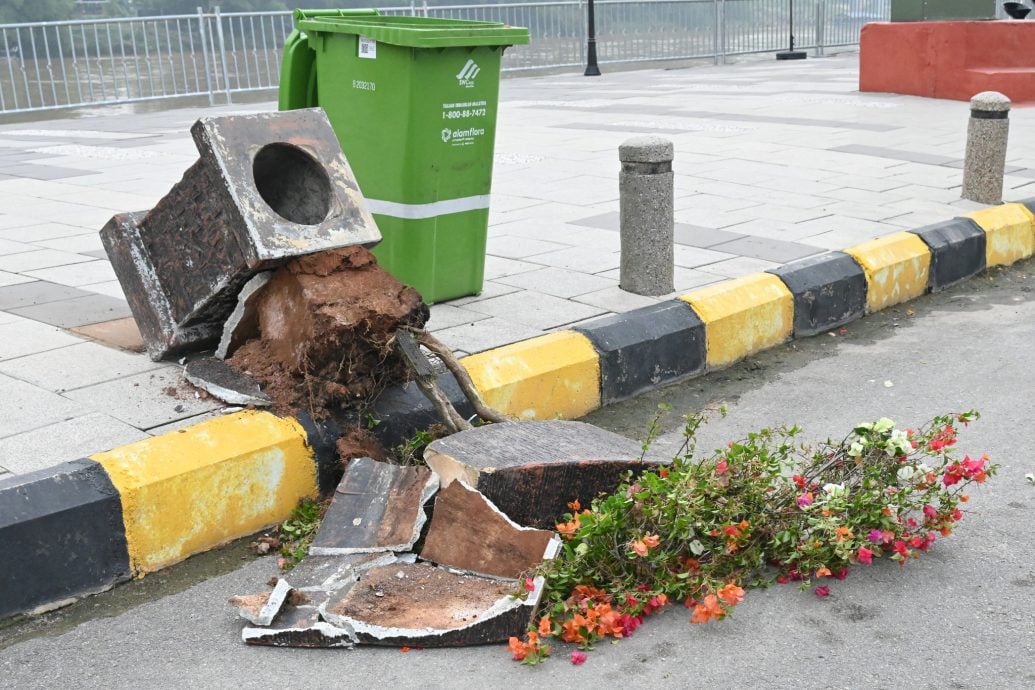 东:(已签发)淡马鲁河畔公园2景观设施和花盆遭破坏
