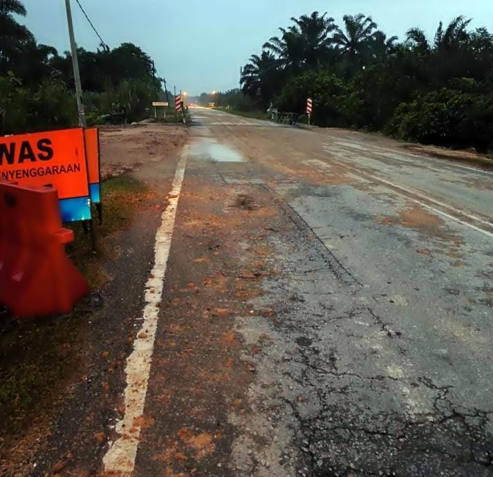 五丰村外路崩陷 维修完成今通路 