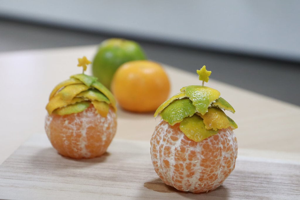 拼盘/台南长荣女中学生巧手创作 橘子变可爱版圣诞树