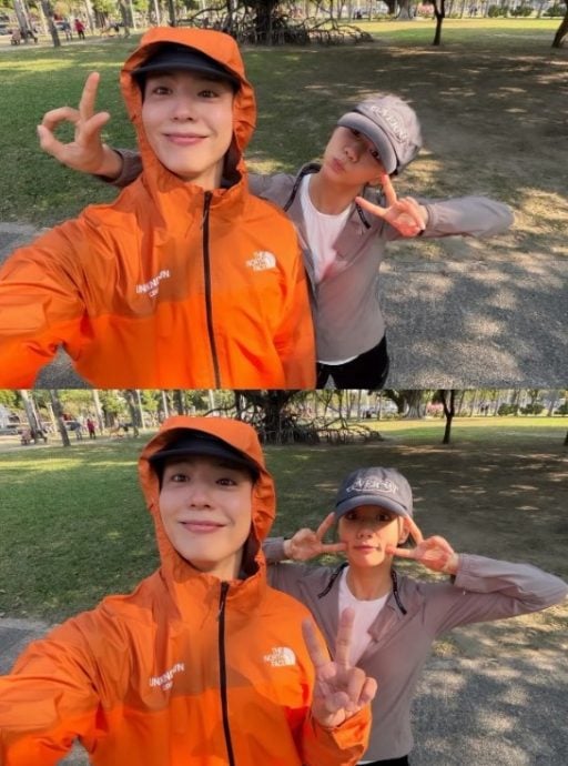 朴宝剑高雄成功挑战骑车 携惠利慢跑打卡“宝剑树”