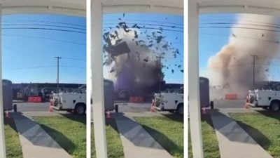 美国加州建筑气体爆炸  屋顶炸飞至少6伤