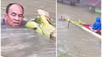 视频| 印尼多地洪灾严峻淹至屋顶 警员自制香蕉树干木筏救人