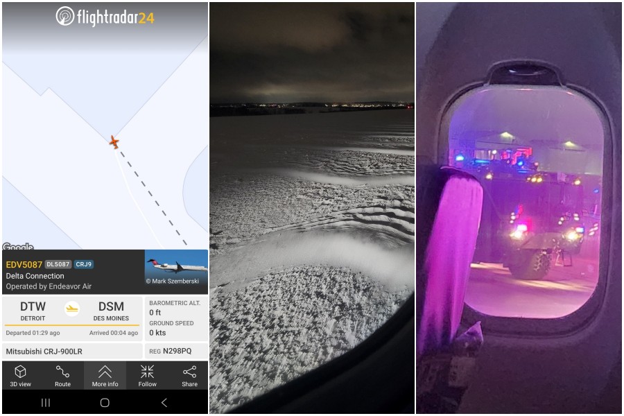 跑道结冰!达美客机降落打滑“机头险撞地” 乘客第一视角曝