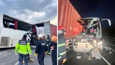 巴士撞上爆胎货柜罗里 乘客7死11伤