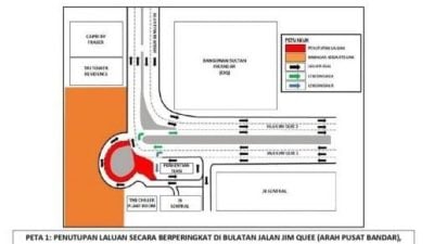 新山中央车站前仁贵1路交通圈   12月12日起关闭至明年8月31日