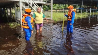 马鲁帝 柏鲁鲁 弄特鲁．峇南河3地水位 红色警报
