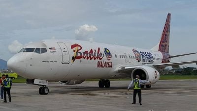 峇迪航空首航班机 正式降落怡保机场